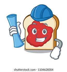 Architect bread with jam character cartoon