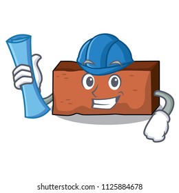 Architect brick character cartoon style