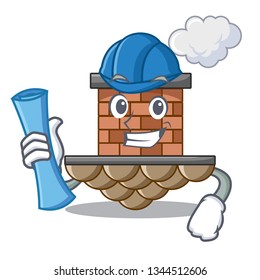 Architect brick chimney isolated in the character