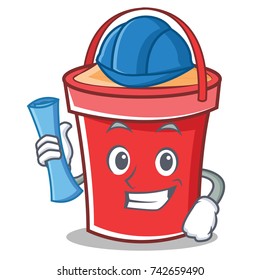 Architect bucket character cartoon style