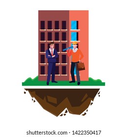 architect builder with engineer and building