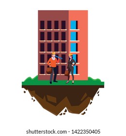 architect builder with female engineer and building