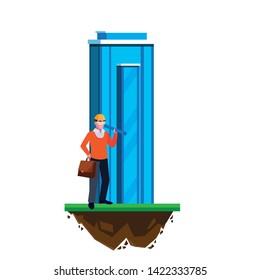 architect builder worker with building