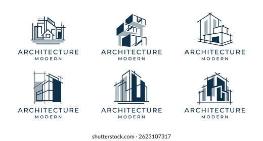 Architekten Gebäude Logo Sammlung Vektorgrafik.