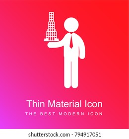 Architect with building project red and pink gradient material white icon minimal design