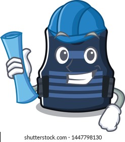 Architect bulletprof vest in the cartoon shape
