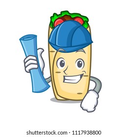 Architect burrito character cartoon style
