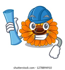 Architect calendula flowers in a cartoon basket