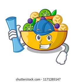 Architect cartoon bowl healthy fresh fruit salad