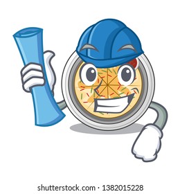 Architect cartoon buchimgae on a in plate
