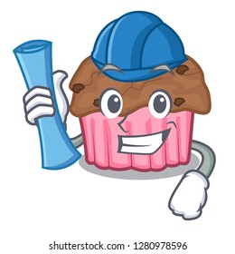 Architect cartoon chocolate muffins ready to eat