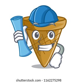Architect cartoon ice cream wafer cone
