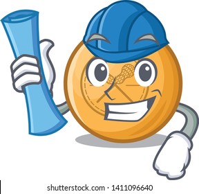 Architect cartoon lacrosse balls are placed in field