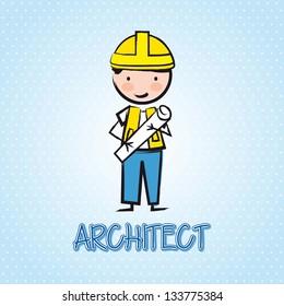 architect cartoon over blue background. vector illustration
