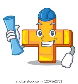 Architect cartoon plus sign logo concept health
