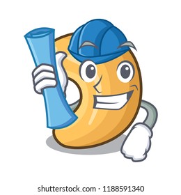 Architect cashew nut salty roasted on cartoon