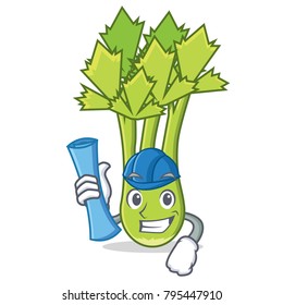 Architect celery character cartoon style