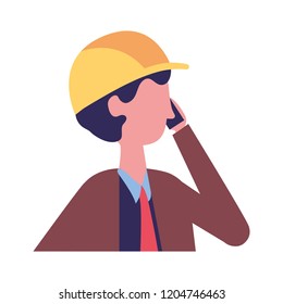 architect with cellphone professional labor
