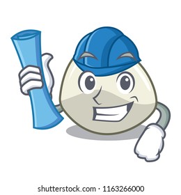 Architect character cartoon fresh mozzarella cheese slices