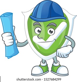 Architect checkmark shield with character a mascot