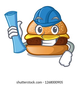 Architect cheese tasty burger on character table