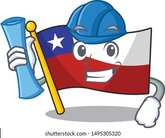 Architect Chile flag isolated cartoon