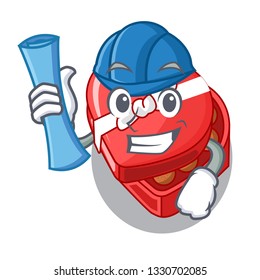 Architect choclate heart box in shape mascot