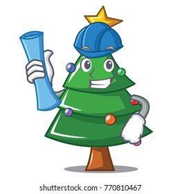 Architect Christmas tree character cartoon