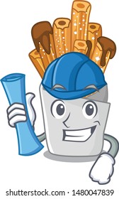 Architect churros isolated with in the cartoon