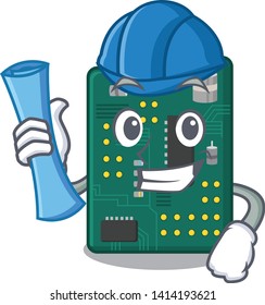 Architect circuit board pcb in cartoon shape