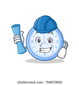 Architect clock character cartoon style