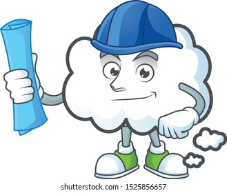 Architect cloud bubble with cartoon character style
