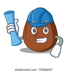 Architect coffee bean character cartoon