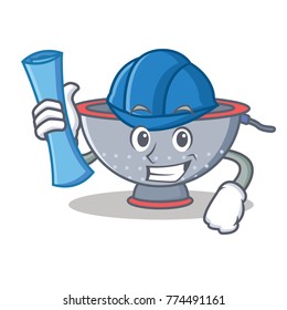Architect colander utensil character cartoon