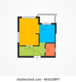 Architect Colorful Floor Plan. Modern Layout. Vector illustration