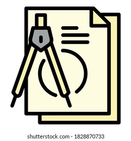 Architect compass paper icon. Outline architect compass paper vector icon for web design isolated on white background