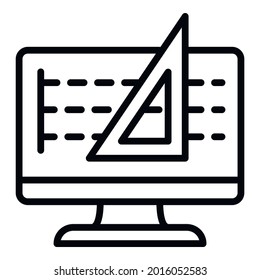 Architect computer drawing icon. Outline architect computer drawing vector icon for web design isolated on white background