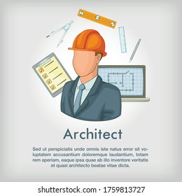 Architect concept tools. Cartoon illustration of architect tools vector concept for web