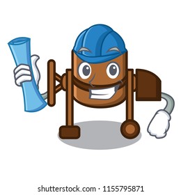 Architect concrete mixer character cartoon