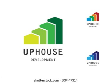 Architect Construction Company - Idea of Vector Logo. Building & Development Modern Green Houses. Real estate business visual identity