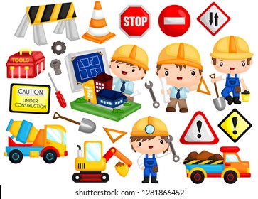 architect and construction job image set