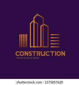 Architect construction logo, Construction logo template, Building logo, 
