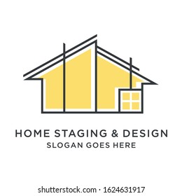 Architect construction logo template. Home logo template. Real estate logo template. Vector design icon for building company.