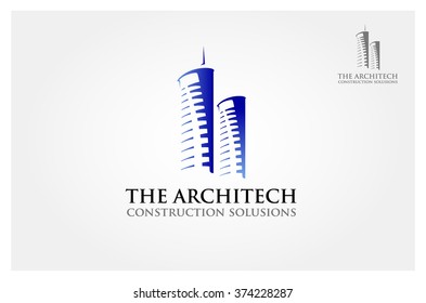 The Architect Construction Solutions Vector Creative Logo building construction, house logo for your company, skyscrapers logo, offices.