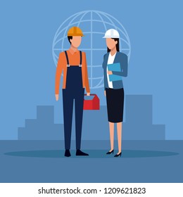 Architect and construction teamwork
