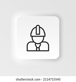 Architect, construction worker icon - Vector neumorphic style vector icon on white background