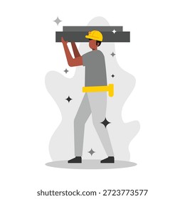 Arquitecto y trabajadores de la construcción ilustración plana diseño de Vector