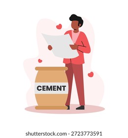 Arquitecto y trabajadores de la construcción ilustración plana diseño de Vector