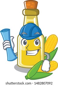 Architect corn oil put into cartoon bottle