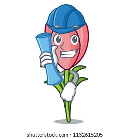 Architect crocus flower character cartoon